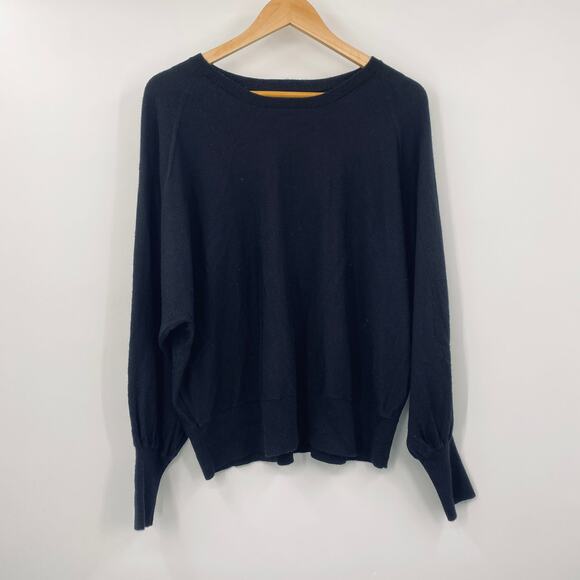 Banana Republic Telma Merino Wool Sweater Relaxed Long Sleeve Dolman Black XL - Picture 4 of 12